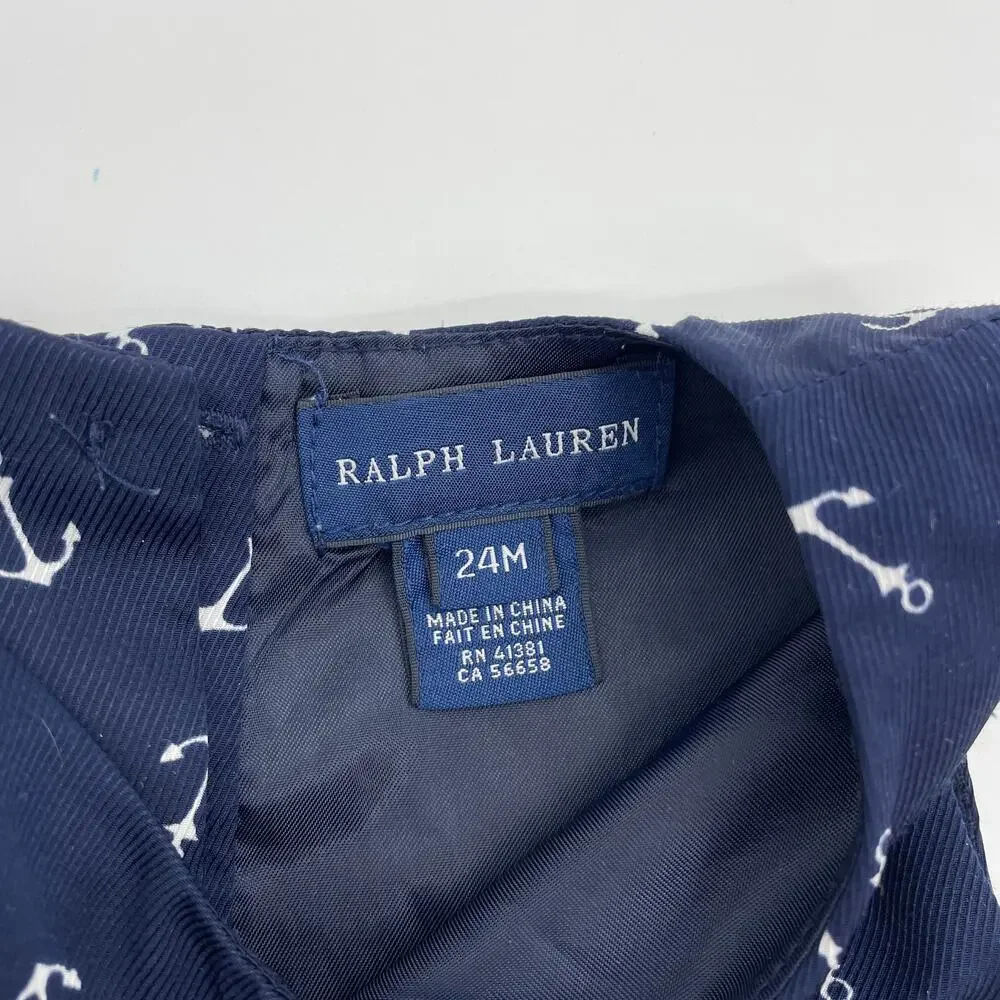 RALPH LAUREN Nautical Anchor Dress Baby Size 24M Sleeveless A-Line Summer